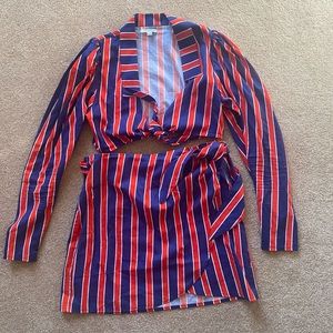 WeWoreWhat Bisou Top / Chloe Skirt Navy Stripe 3pc worn 1x great condition